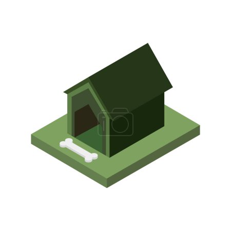 Téléchargez les illustrations : Icône de maison de chien, style 3d isométrique - en licence libre de droit