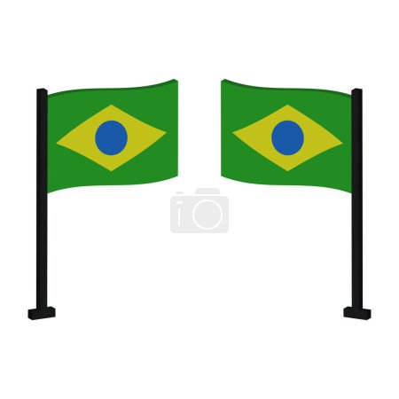 Téléchargez les illustrations : Illustration vectorielle du drapeau brésilien. style design plat. symboles nationaux. - en licence libre de droit