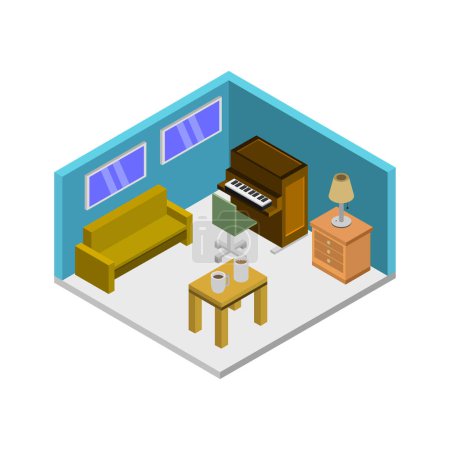 Illustration for Living room interior with furniture - Royalty Free Image