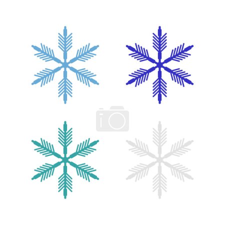 Téléchargez les illustrations : Icônes de flocon de neige mis isolé sur fond blanc, illustration vectorielle - en licence libre de droit