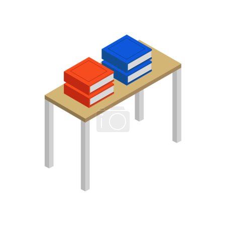 Illustration for Books and desk isometric 3d icon - Royalty Free Image