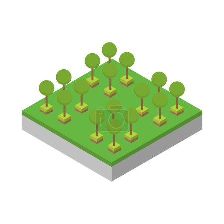 Ilustración de Icono de árboles verdes. estilo isométrico. aislado sobre fondo blanco. vector - Imagen libre de derechos