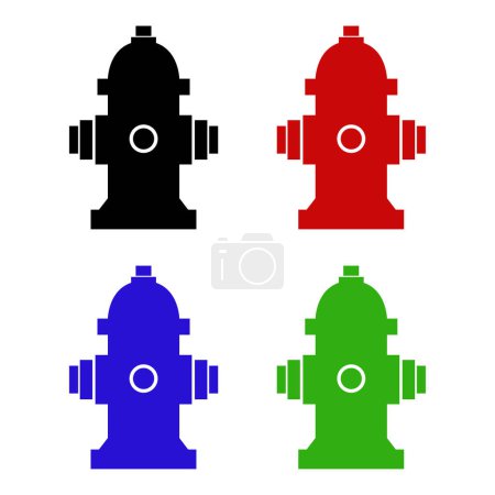 Illustration for Black fire hydrant icon set isolated on white background - Royalty Free Image