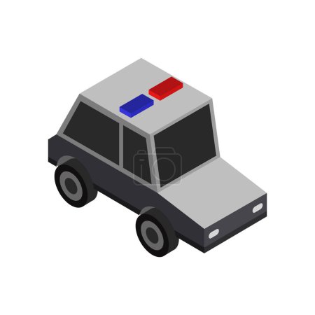 Ilustración de Icono del coche de policía en estilo isométrico sobre fondo blanco - Imagen libre de derechos
