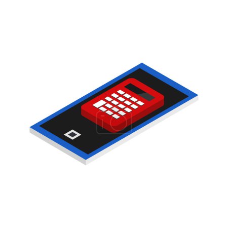 Illustration for Mobile phone icon with calculator, flat style - Royalty Free Image