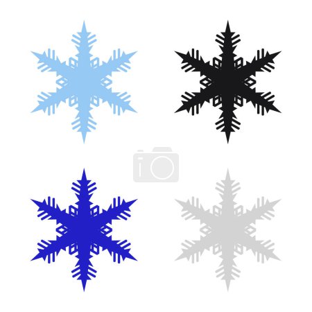 Ilustración de Copo de nieve iconos conjunto aislado sobre fondo blanco, vector de ilustración - Imagen libre de derechos