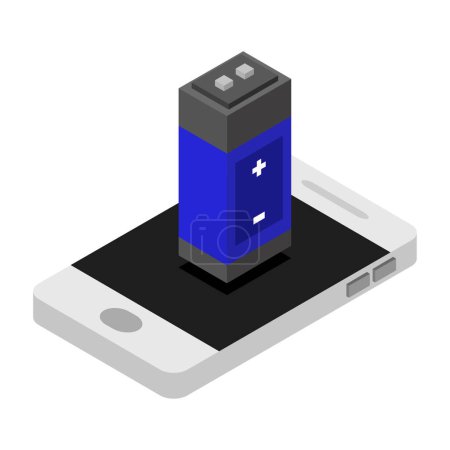 Téléchargez les illustrations : Icône de style isométrique smartphone isolé sur fond blanc - en licence libre de droit