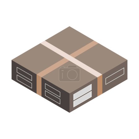 Ilustración de Icono de la caja de cartón. ícono de vector isométrico del paquete de entrega para el diseño web aislado sobre fondo blanco - Imagen libre de derechos