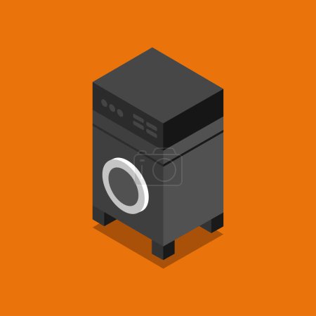 Illustration for Vector illustration of a laundry machine icon - Royalty Free Image