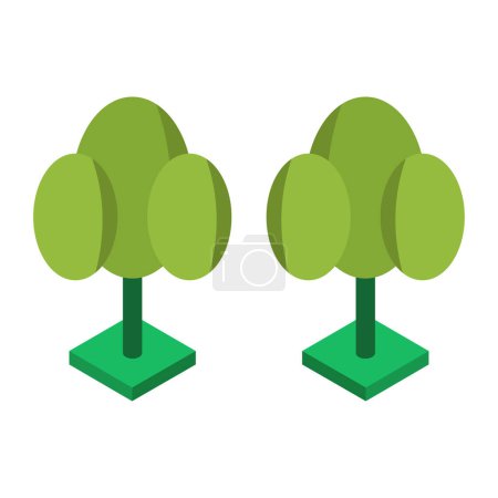 Illustration for Green trees and bushes icon, flat design - Royalty Free Image