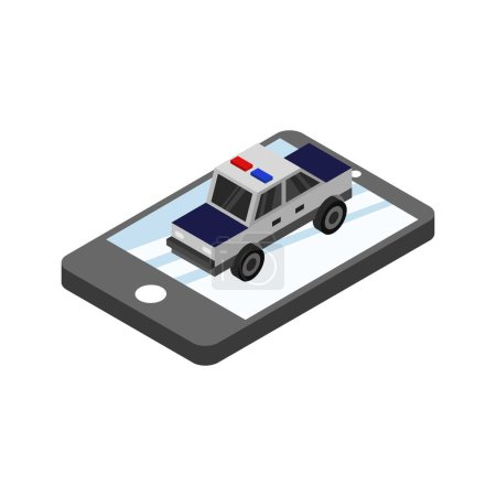 Téléchargez les illustrations : Voiture avec icône de voiture de police - en licence libre de droit
