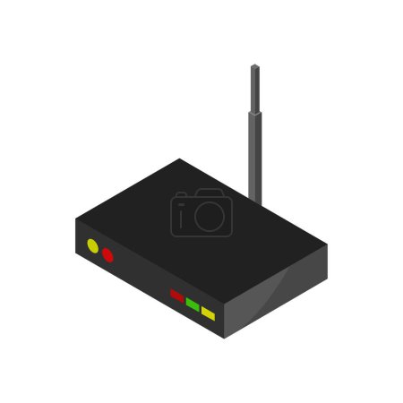 Téléchargez les illustrations : Icône isométrique du routeur isolé sur fond blanc - en licence libre de droit