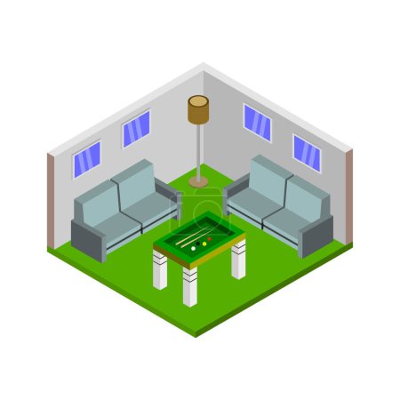 Illustration for Isometric room with furniture. interior design. vector illustration - Royalty Free Image