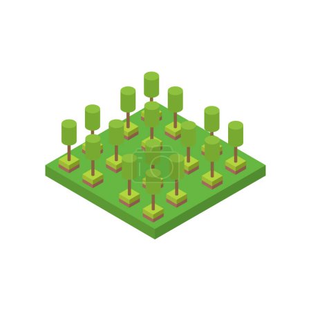 Illustration for Vector illustration. isometric city park with trees - Royalty Free Image