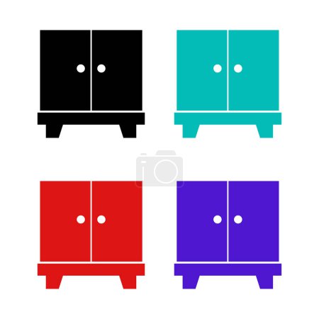 Illustration for Black cabinet icon isolated on white background. set icons colorful. vector illustration - Royalty Free Image