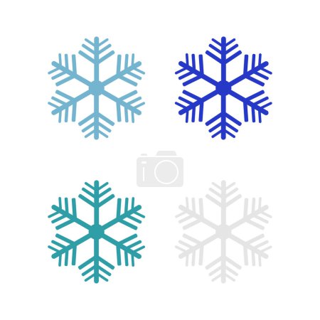 Ilustración de Copo de nieve iconos conjunto aislado sobre fondo blanco, vector de ilustración - Imagen libre de derechos