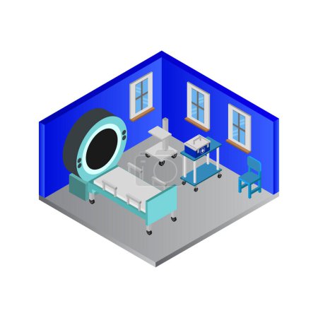 Illustration for Isometric style hospital room, vector illustration - Royalty Free Image