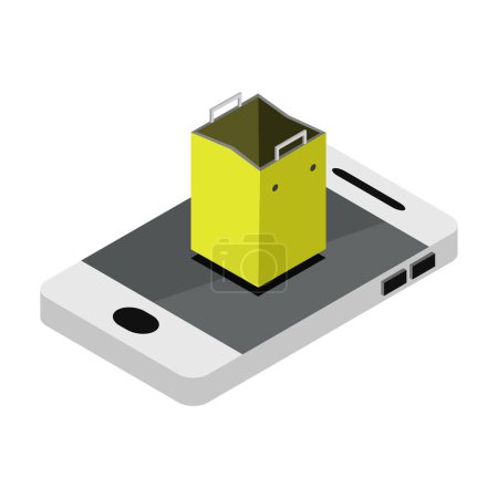 Téléchargez les illustrations : Icône de style isométrique smartphone isolé sur fond blanc - en licence libre de droit