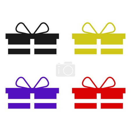 Téléchargez les illustrations : Ensemble de boîtes-cadeaux icône vectorielle. - en licence libre de droit