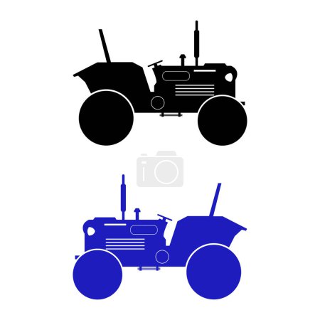 Téléchargez les illustrations : Tracteurs colorés sur fond blanc dans un style plat. Véhicule agricole et machine agricole. - en licence libre de droit
