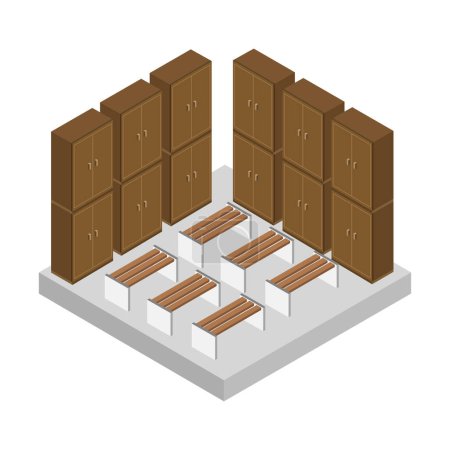 Ilustración de Icono de muebles isométricos de madera, ilustración vectorial - Imagen libre de derechos