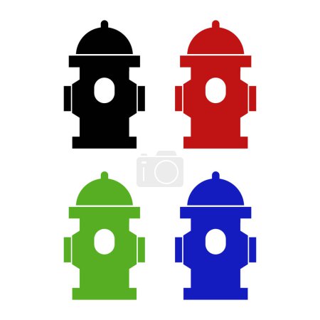 Illustration for Black fire hydrant icon set isolated on white background - Royalty Free Image