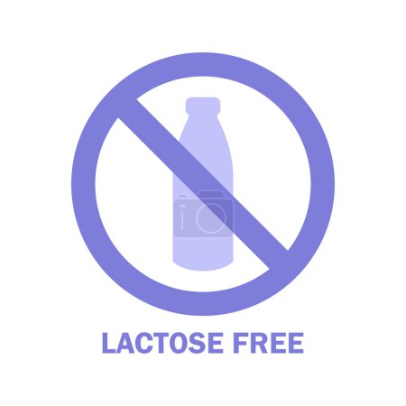 Illustration for No milk free icon vector. flat color design of dairy free product. - Royalty Free Image