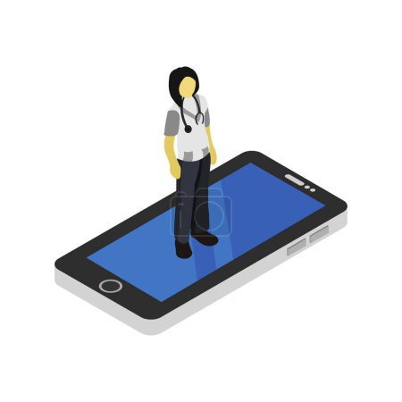 Ilustración de Mujer con smartphone y aplicación móvil - Imagen libre de derechos