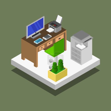 Illustration for Isometric interior of the hotel - Royalty Free Image
