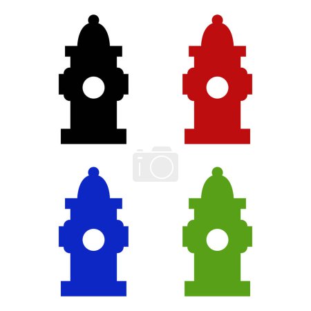 Ilustración de Conjunto de iconos de hidrante de fuego negro aislado sobre fondo blanco - Imagen libre de derechos
