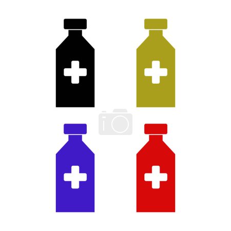 Téléchargez les illustrations : Flacon de médecine icônes vectorielles - en licence libre de droit