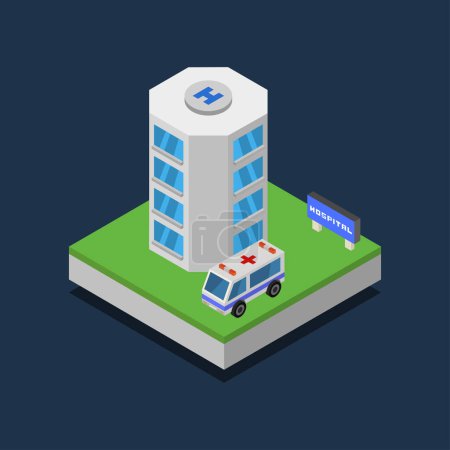 Illustration for Hospital isometric composition vector illustration - Royalty Free Image
