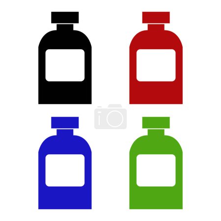 Téléchargez les illustrations : Ensemble de bouteilles de sirop coloré - en licence libre de droit