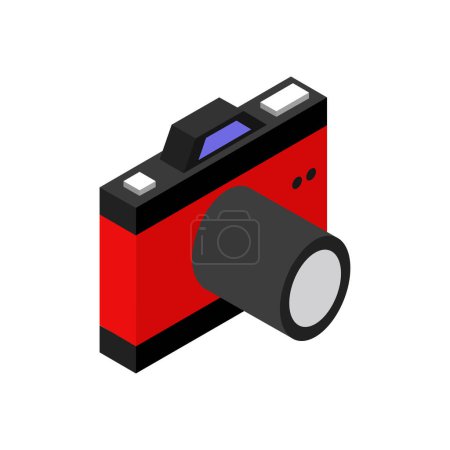 Téléchargez les illustrations : Caméra isométrique sur fond - en licence libre de droit