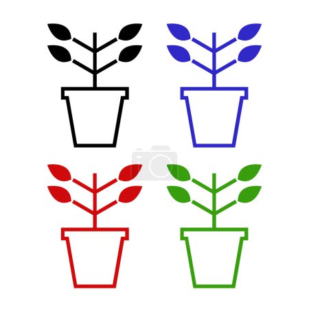 Téléchargez les illustrations : Icône de plante en pot isolée sur fond blanc - en licence libre de droit
