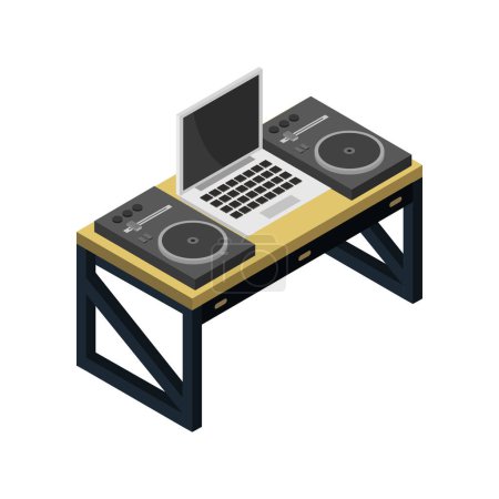 Illustration for Electronic music equipment with keyboard - Royalty Free Image
