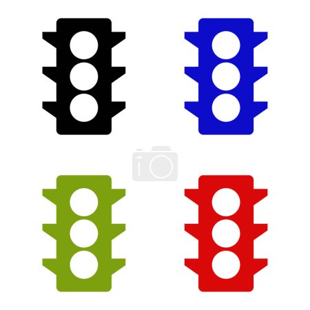 Illustration for Traffic light icons in flat style isolated on a white background. - Royalty Free Image