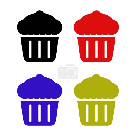 Téléchargez les illustrations : Cupcake icône vectoriel illustration - en licence libre de droit