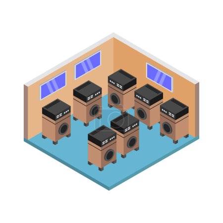 Illustration for Laundry room with washing machines - Royalty Free Image