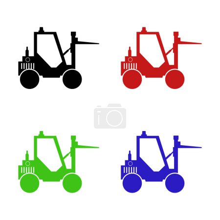 Téléchargez les illustrations : Ensemble d'icônes tracteur. illustration vectorielle - en licence libre de droit