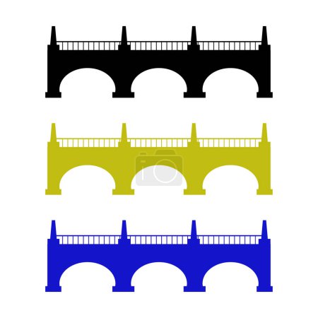 Ilustración de Iconos de puente de color conjunto aislado sobre fondo blanco. - Imagen libre de derechos