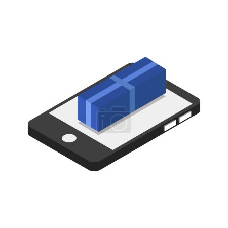 Illustration for Smartphone with gift box icon - Royalty Free Image