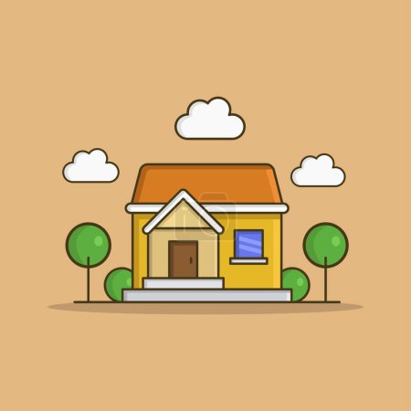 Téléchargez les illustrations : Icône stylisée de la maison, illustration vectorielle bannière maison - en licence libre de droit