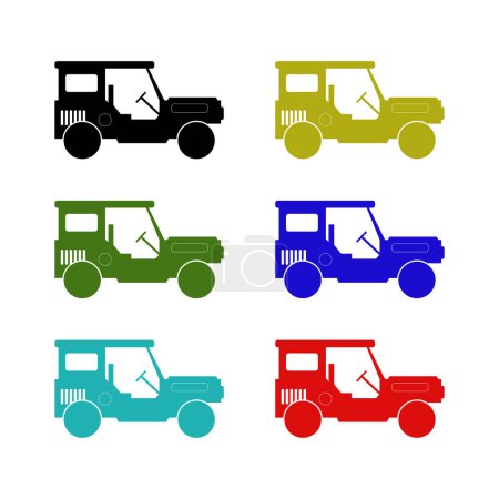 Téléchargez les illustrations : Illustration vectorielle d'icône de jeep - en licence libre de droit