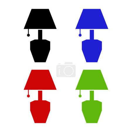 Téléchargez les illustrations : Lampes icônes ensemble. illustration vectorielle design plat. - en licence libre de droit