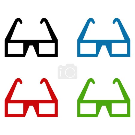 Illustration for 3d movie glasses icon on white background - Royalty Free Image