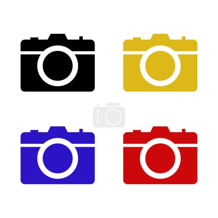 Téléchargez les illustrations : Icône de caméra en plusieurs couleurs. Vecteur de glyphe simple pour UI et UX, site web ou application mobile - en licence libre de droit