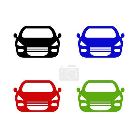 Téléchargez les illustrations : Jeu d'icônes de voiture illustration vectorielle - en licence libre de droit