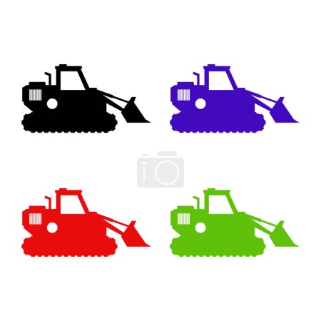 Téléchargez les illustrations : Illustration icône bulldozer dans un style plat - en licence libre de droit
