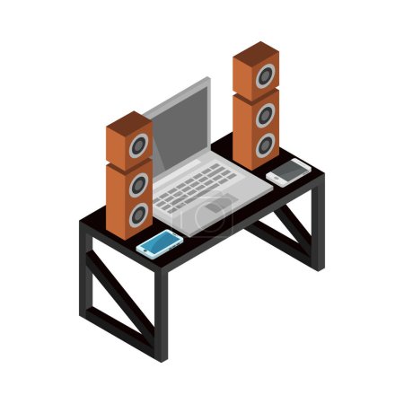 Téléchargez les illustrations : Équipement de musique électronique avec clavier - en licence libre de droit